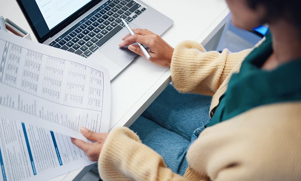 person reviewing finances