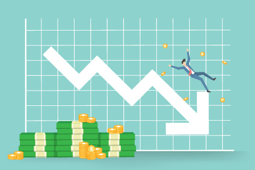 Graph showing decreasing assets