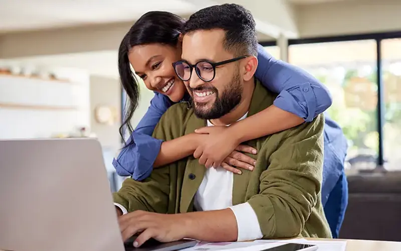 family looking at bills