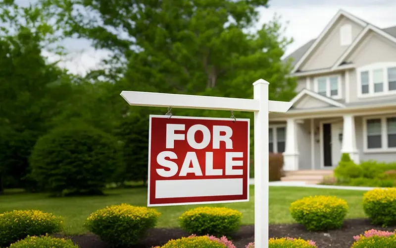 For Sale sign in front of a house 