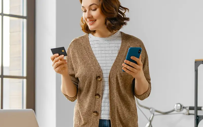 Woman making online purchases