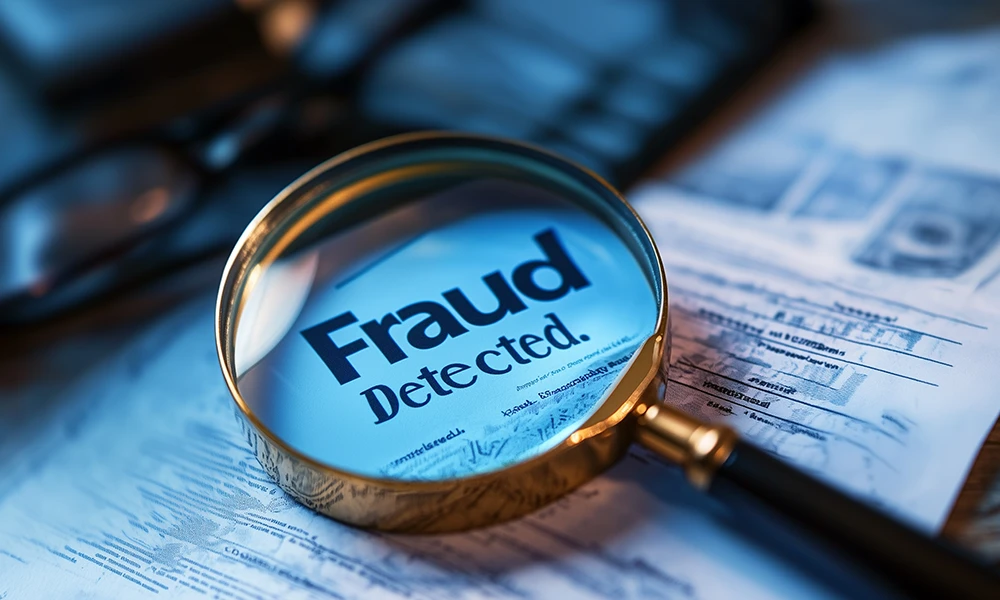 magnify glass showing the words Fraud Detected