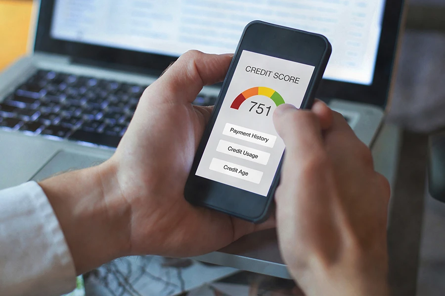 credit score seen on mobile phone