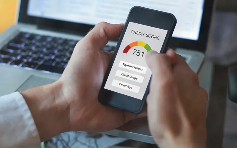 credit score seen on mobile phone
