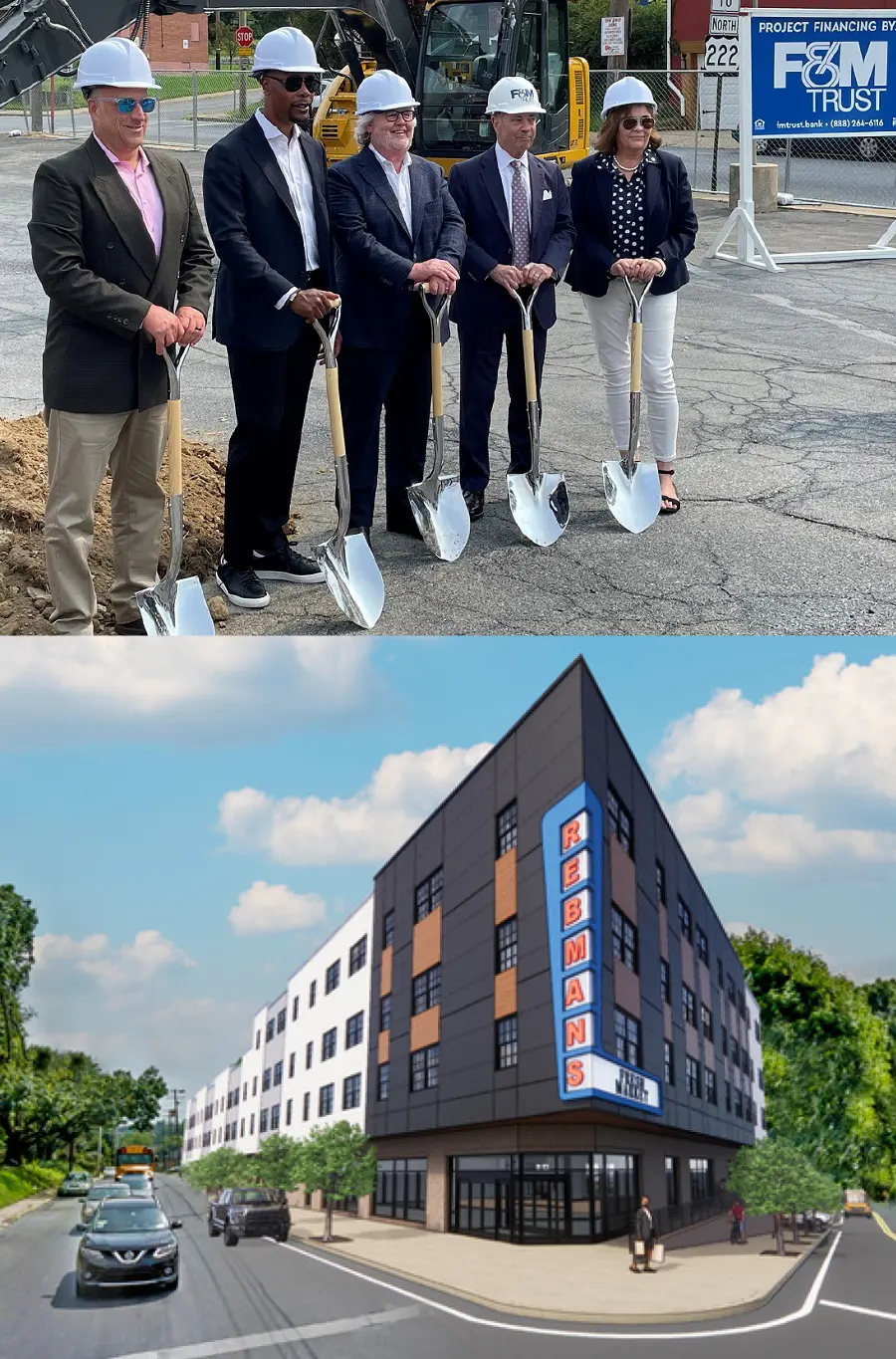people posing with shovels for groundbreaking 