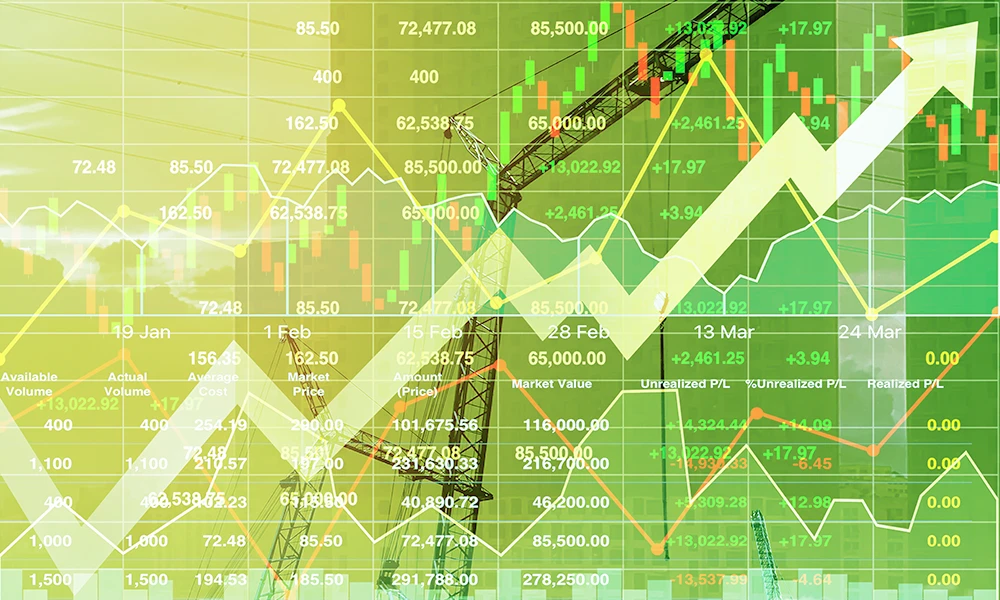 digital illustration showing a chaotic display of rates going up 