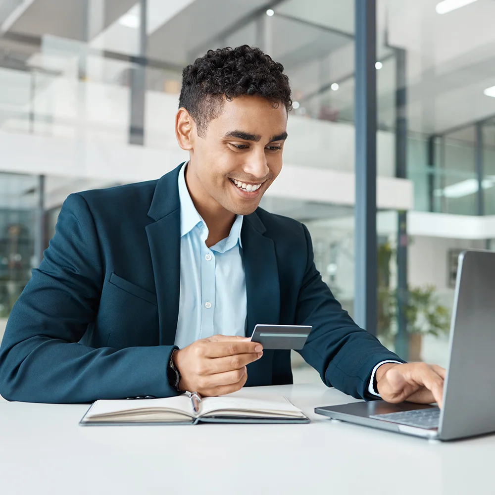 Corporate worker with web shopping on an internet retail shop